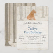 Beer Birch Eerste 1e Verjaardagsuitnodiging Kaart (Voorkant / Achterkant)