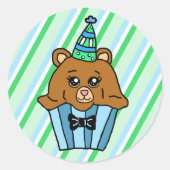 Beer Birthday Cupcake Ronde Sticker (Voorkant)