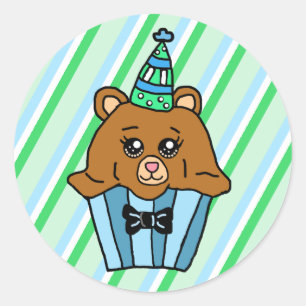Beer Birthday Cupcake Ronde Sticker