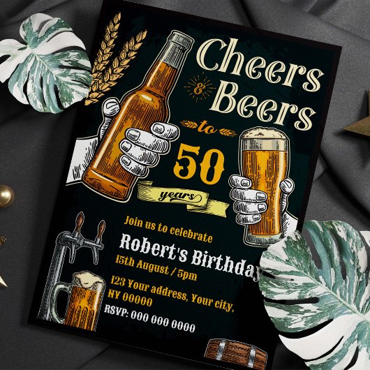 Beer Birthday Party Invitation Kaart