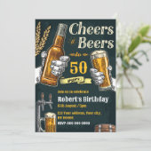 Beer Birthday Party Invitation Kaart (Staand voorkant)