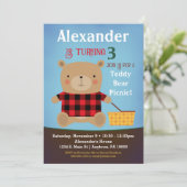 Beer Birthday Uitnodiging Teddy Bear Picnic Boy (Staand voorkant)