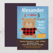 Beer Birthday Uitnodiging Teddy Bear Picnic Boy (Voorkant / Achterkant)