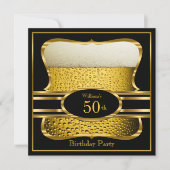 Beer Black Gold Birthday Party Invitation 2 Kaart (Voorkant)