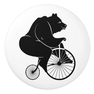 Beer Black Silhouette Riding a Bike Keramische Knop