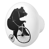 Beer Black Silhouette Riding a Bike Keramische Knop (Rechts)