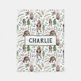 Beer, bladeren en bomen Aangepaste Blanket Fleece Deken