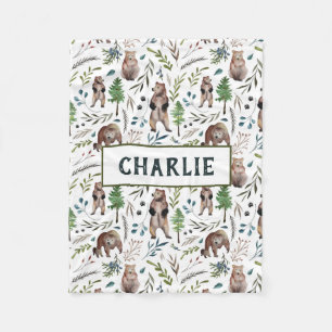 Beer, bladeren en bomen Aangepaste Blanket Fleece Deken