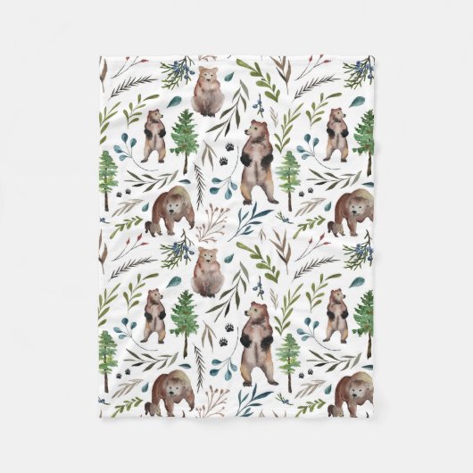 Beer, bladeren en bomen Blanket Fleece Deken (Voorkant)