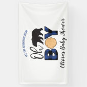 Beer blauw Buffalo Plaid Baby shower Spandoek (Verticaal)