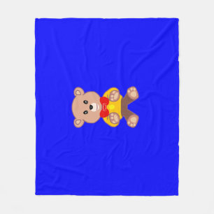Beer blauw fleece deken