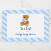 Beer blauw mini flesje label voor baby shower sparkling wijnetiket (Enkel label)