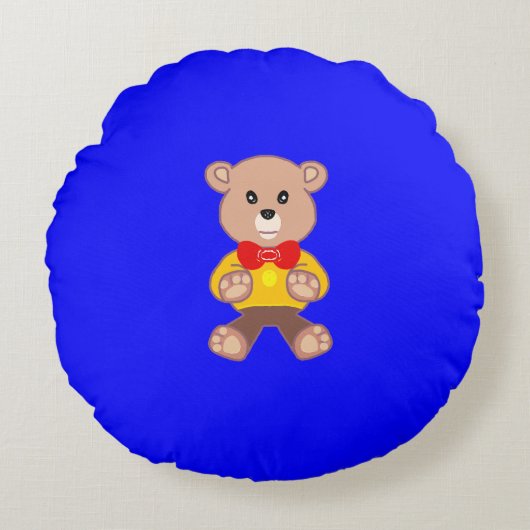 Beer blauw rond kussen (Voorkant)