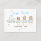 Beer Blauw Trein Baby shower Luier Raffle Informatiekaartje (Voorkant)