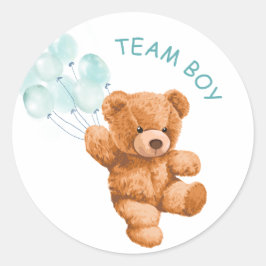 Beer Blauwe Ballon TEAM BOY Gender Reopenbaart Gam Ronde Sticker