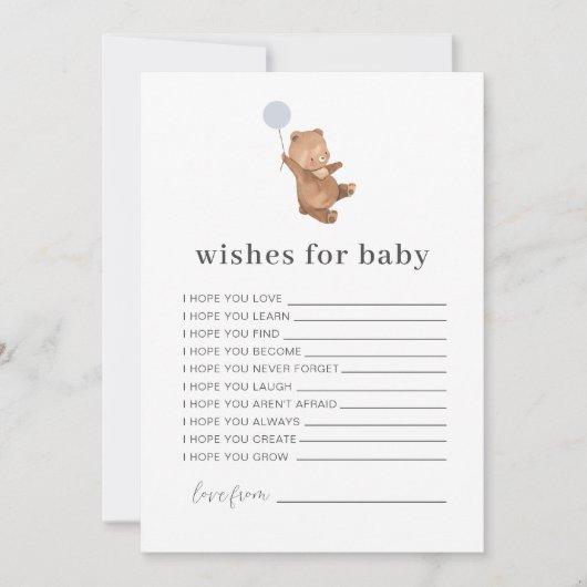 Beer blauwe ballon - wenst Baby kaart (Voorkant)