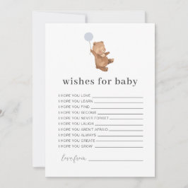 Beer blauwe ballon - wenst Baby kaart