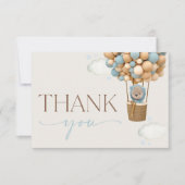 Beer, blauwe ballonnen, luchtballon, Baby shower Bedankkaart (Voorkant)