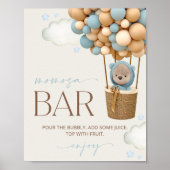 Beer, blauwe ballonnen, luchtballon, Momosa Bar Poster (Voorkant)