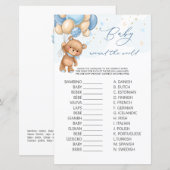 Beer Blauwe Ballons Baby rond het World Game (Voorkant / Achterkant)