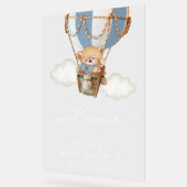 Beer, Blauwe heteluchtballon, Baby shower Welkom Acryl Bord (Hoek)