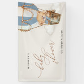 Beer, Blauwe heteluchtballon, Baby shower Welkom Spandoek (Verticaal)