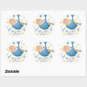 Beer Blue Baby shower Baby Boy Ronde Sticker (Vel)