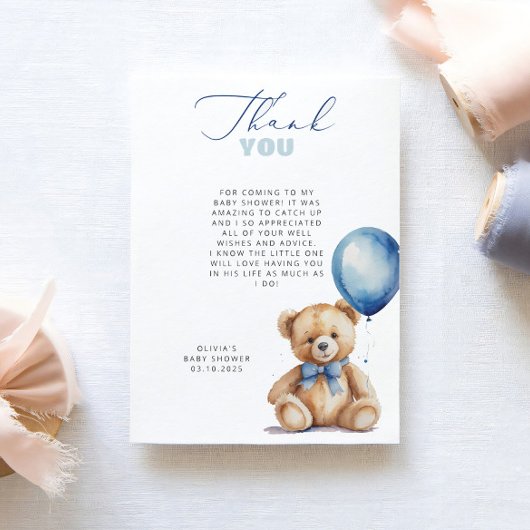 Beer Blue Balloon Baby shower Dank u kaart