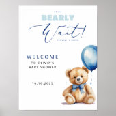 Beer Blue Balloon Boy Baby shower Welkom Poster (Voorkant)
