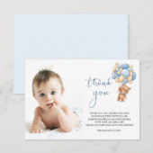 Beer Blue Balloons Baby foto Dank u kaart (Voorkant / Achterkant)