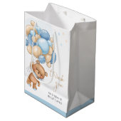 Beer Blue Balloons Baby shower Gift Bag Medium Cadeauzakje (Voorkant Gekanteld)