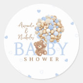 Beer Blue Bearly wait Baby shower Ronde Sticker (Voorkant)