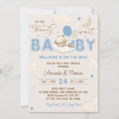 Beer Blue Bearly Wait Boy Baby shower Kaart (Voorkant)