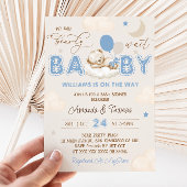 Beer Blue Bearly Wait Boy Baby shower Kaart