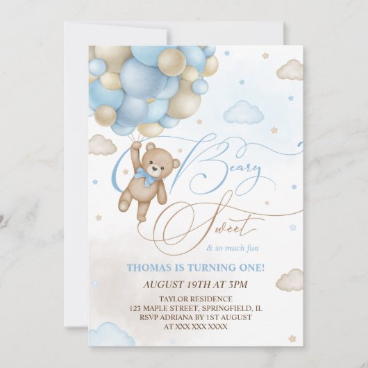 Beer Blue Boy 1e verjaardag Kaart (Voorkant)