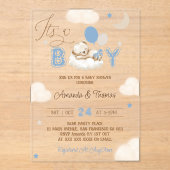Beer Blue Boy Baby shower Acryl Uitnodigingen (Voorkant)