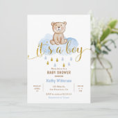 Beer Blue Cloud Baby shower Invitation Kaart (Staand voorkant)