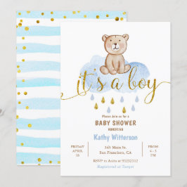 Beer Blue Cloud Baby shower Invitation Kaart