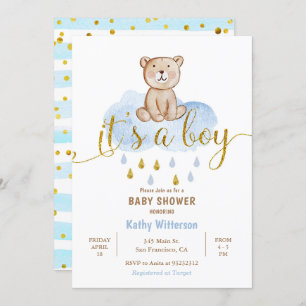 Beer Blue Cloud Baby shower Invitation Kaart