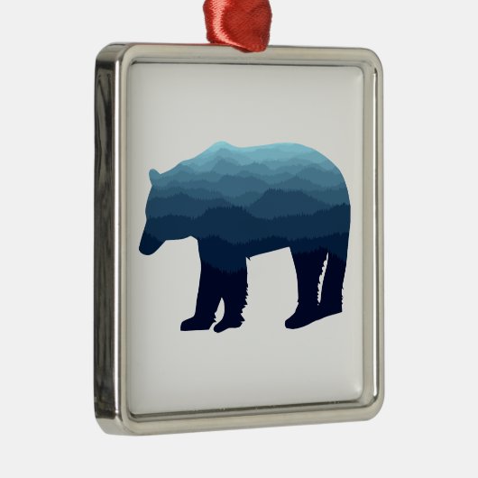 Beer Blue Forest Mountains Metalen Ornament (Rechts)