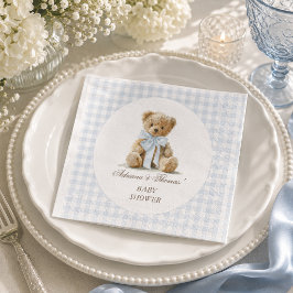 Beer Blue Gingham Jongens Baby Shower Servet