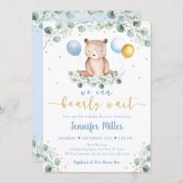Beer Blue Gold Greenery Baby shower Kaart