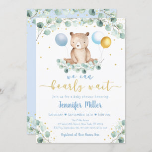 Beer Blue Gold Greenery Baby shower Kaart