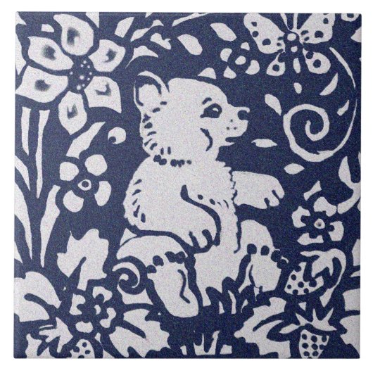 Beer Blue Gray Granite Stone Woodland Animal Art Tegeltje (Voorkant)