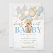Beer Blue Hete Luchtballon Boy Baby shower Kaart (Voorkant)
