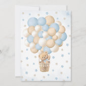 Beer Blue Hete Luchtballon Boy Baby shower Kaart (Achterkant)