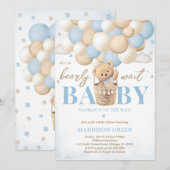 Beer Blue Hete Luchtballon Boy Baby shower Kaart (Voorkant / Achterkant)