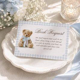 Beer Blue Jongens Baby Shower Boek Verzoek Informatiekaartje