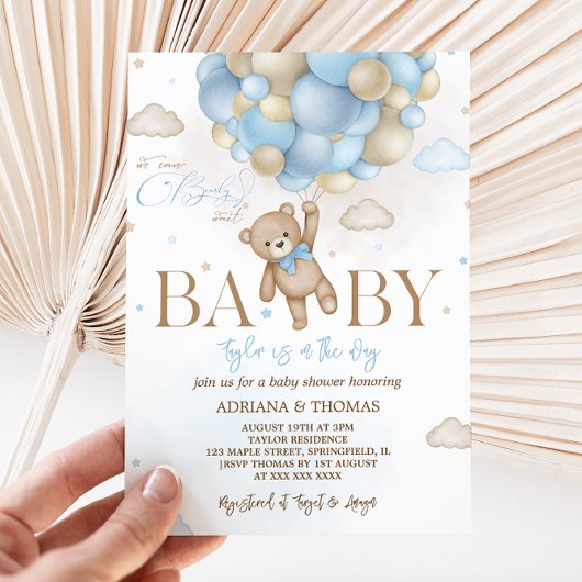 Beer Blue Jongens Baby Shower Kaart