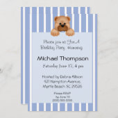 Beer Blue Stripe Birthday-uitnodigingen Kaart (Voorkant / Achterkant)